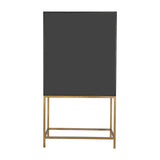 Modern European furniture - Gray Shagreen Bar Cabinet with Brass Accents - www.oroa.com
