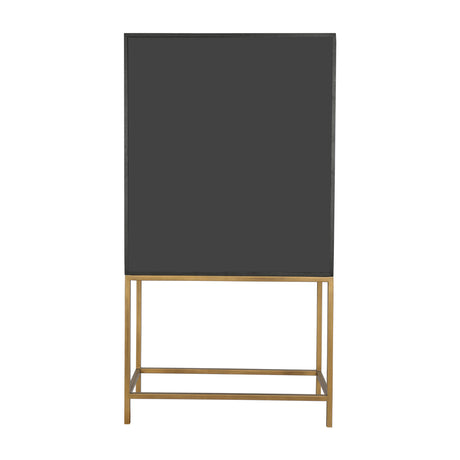 Modern European furniture - Gray Shagreen Bar Cabinet with Brass Accents - www.oroa.com