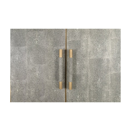 Modern European furniture - Gray Shagreen Bar Cabinet with Brass Accents - www.oroa.com