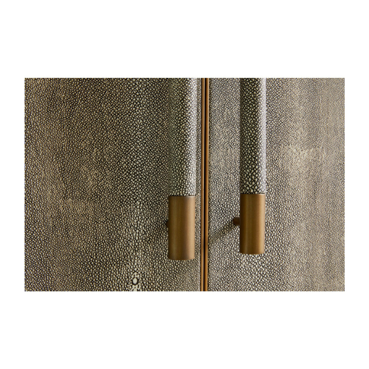 Modern European furniture - Gray Shagreen Bar Cabinet with Brass Accents - www.oroa.com