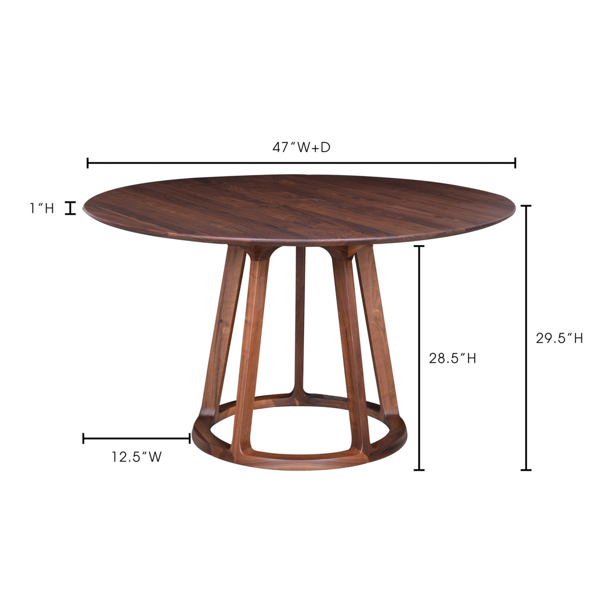 Solid Round American Walnut Dining Table | OROA