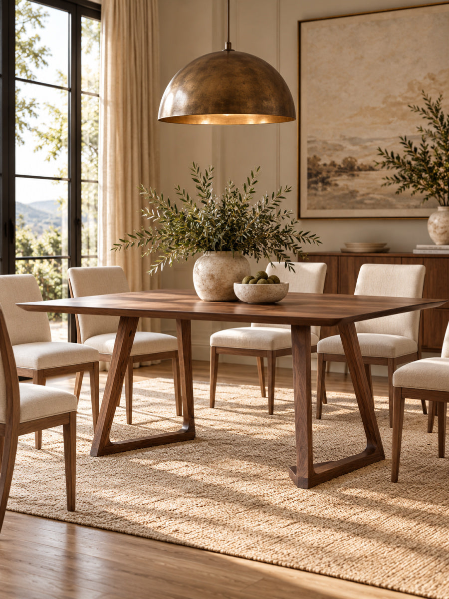 Modern European furniture - Rectangular Solid Walnut Dining Table - www.oroa.com