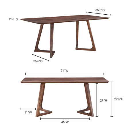 Modern European furniture - Rectangular Solid Walnut Dining Table - www.oroa.com