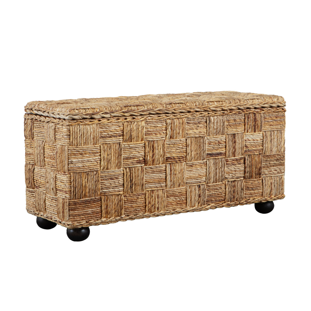 Natural Rattan & Mahogany Lift-Top Storage Trunk | OROA