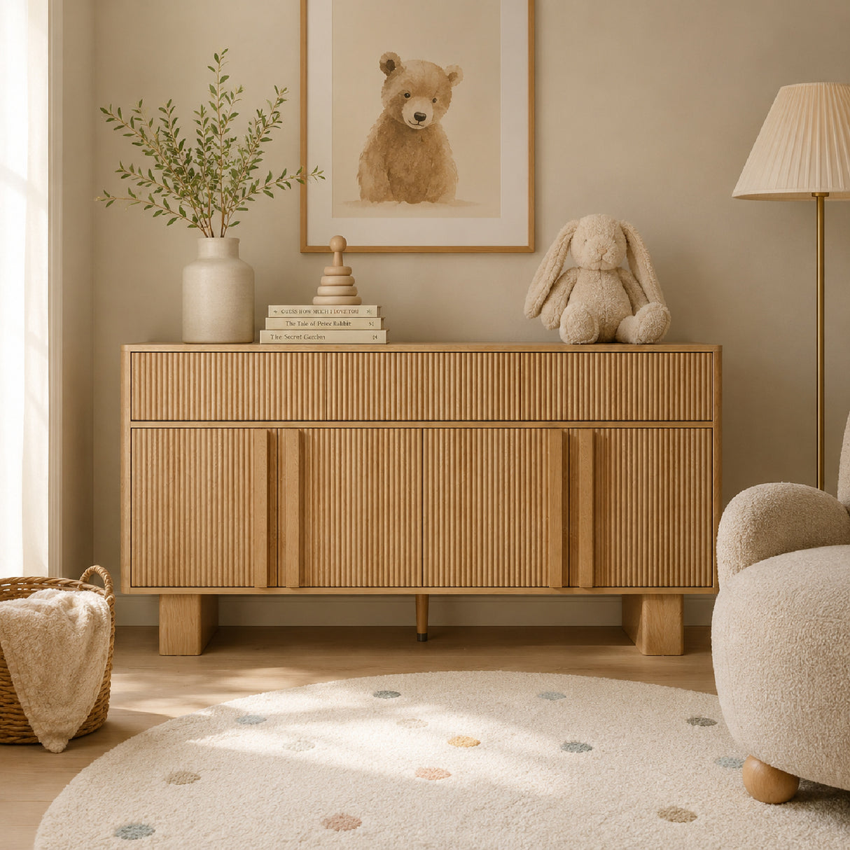 Modern Light Oak Sideboard Buffet Cabinet | OROA