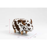 Brown Upholstered Cow Storage Ottoman | OROA Kids