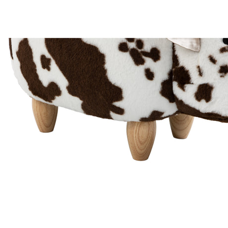 Brown Upholstered Cow Storage Ottoman | OROA Kids