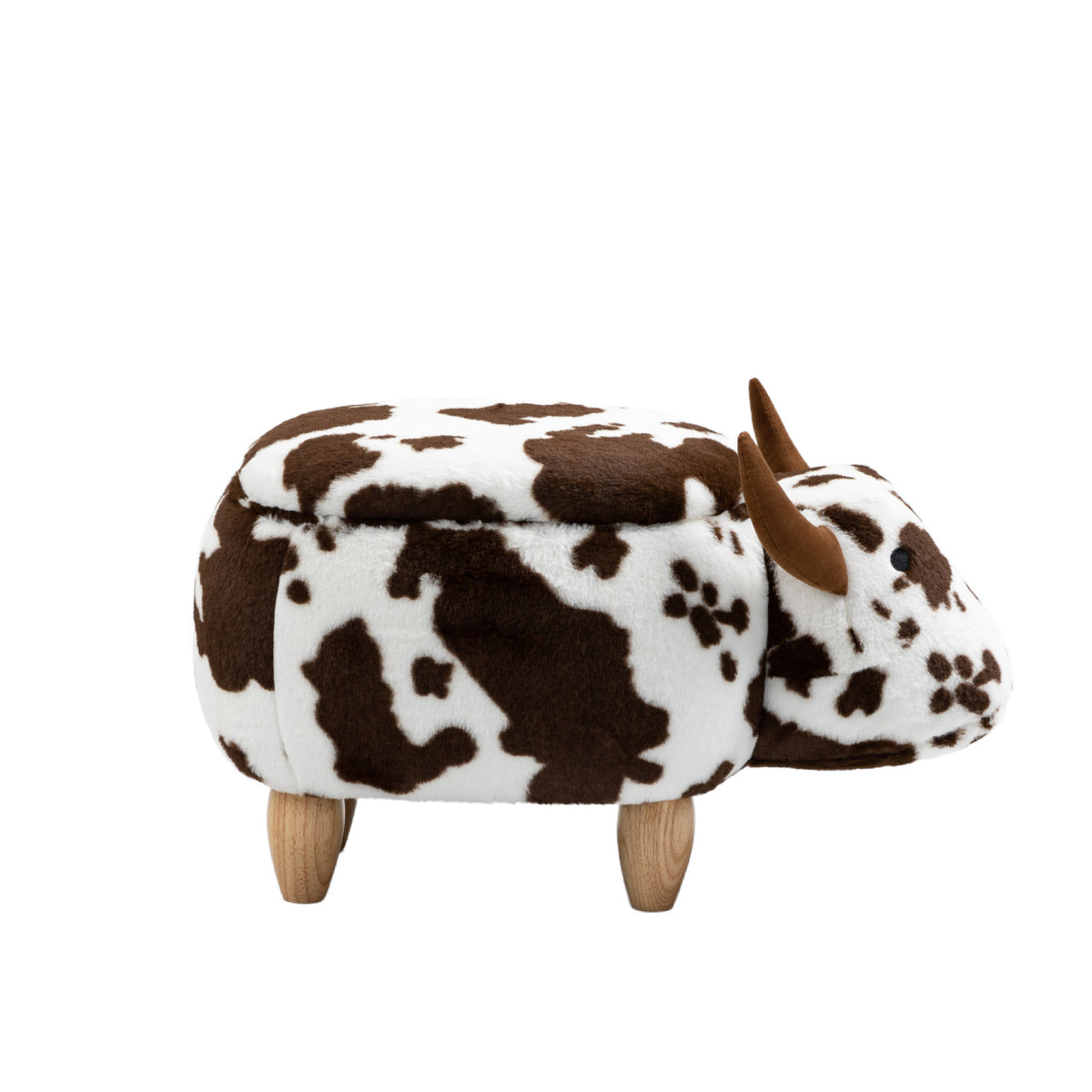 Brown Upholstered Cow Storage Ottoman | OROA Kids