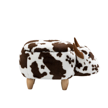 Brown Upholstered Cow Storage Ottoman | OROA Kids