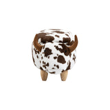 Brown Upholstered Cow Storage Ottoman | OROA Kids