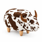 Brown Upholstered Cow Storage Ottoman | OROA Kids