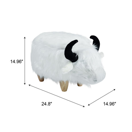 Barry the Buffalo Cow White Storage Ottoman | OROA Kids