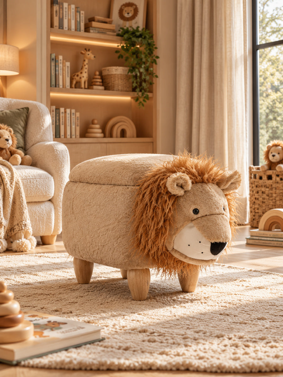 Luke the Lion Storage Ottoman | OROA Kids