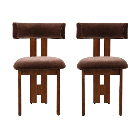 Brown Velvet Upholstered Dining Chair (S2) | OROA