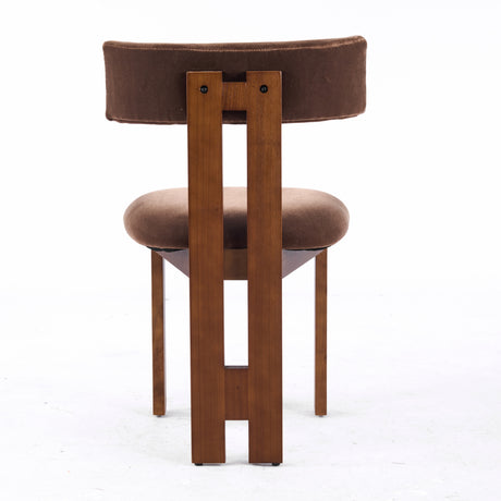 Brown Velvet Upholstered Dining Chair (S2) | OROA