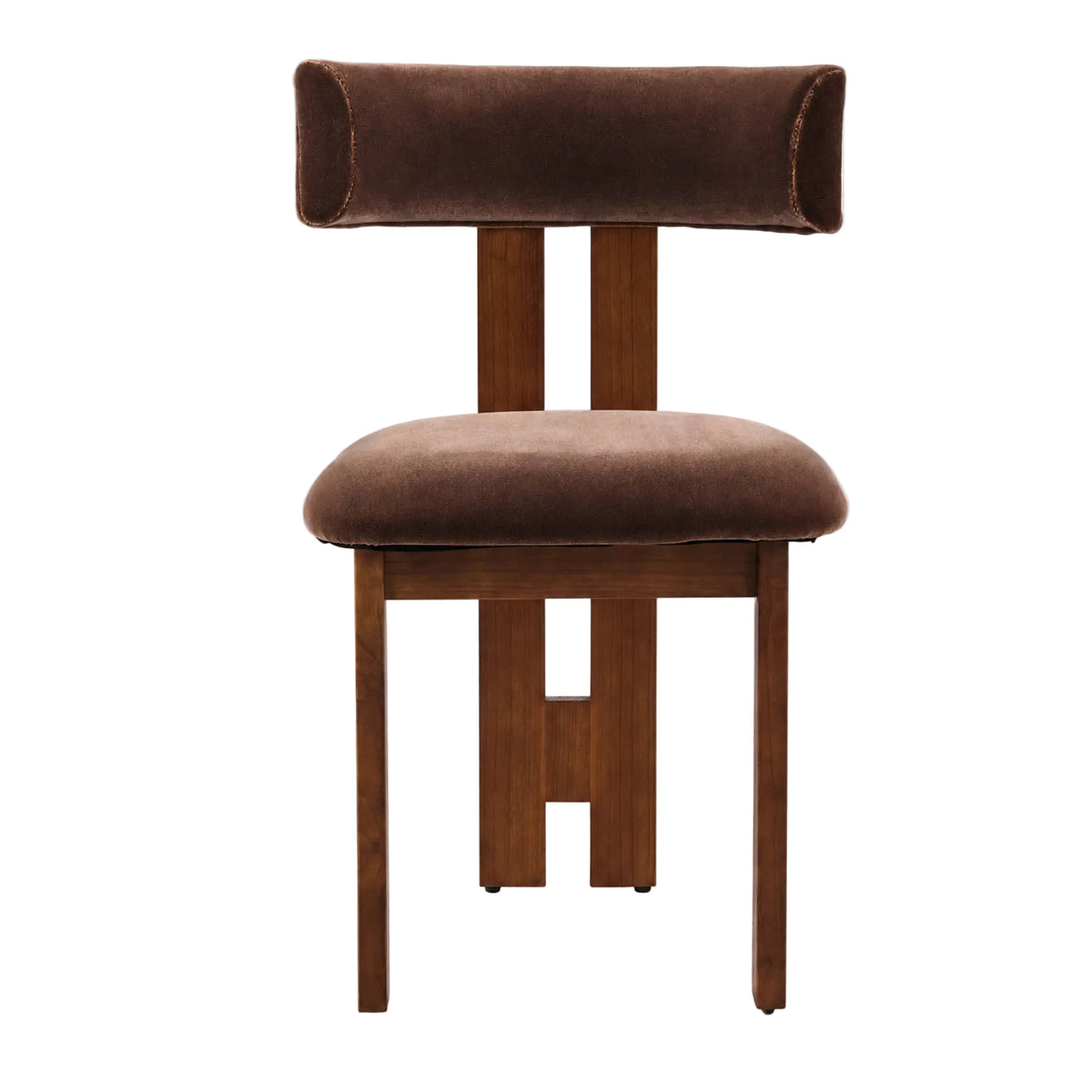 Brown Velvet Upholstered Dining Chair (S2) | OROA