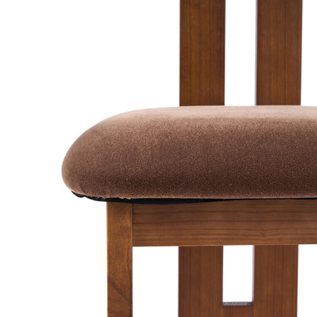 Brown Velvet Upholstered Dining Chair (S2) | OROA