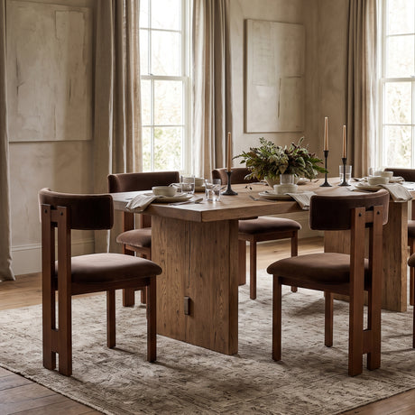 Brown Velvet Upholstered Dining Chair (S2) | OROA