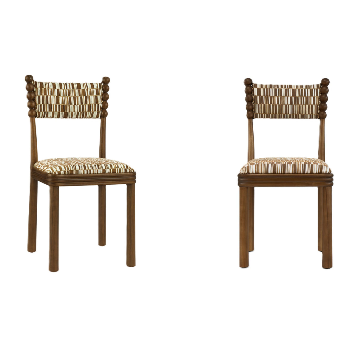 Brown Patterned Upholstered Dining Chair (2) | OROA