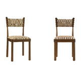 Brown Patterned Upholstered Dining Chair (2) | OROA