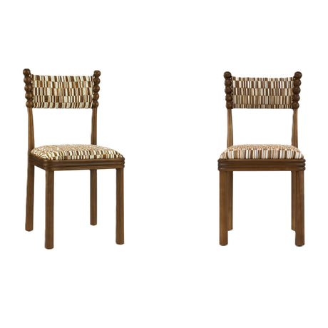 Brown Patterned Upholstered Dining Chair (2) | OROA
