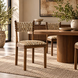 Brown Patterned Upholstered Dining Chair (2) | OROA