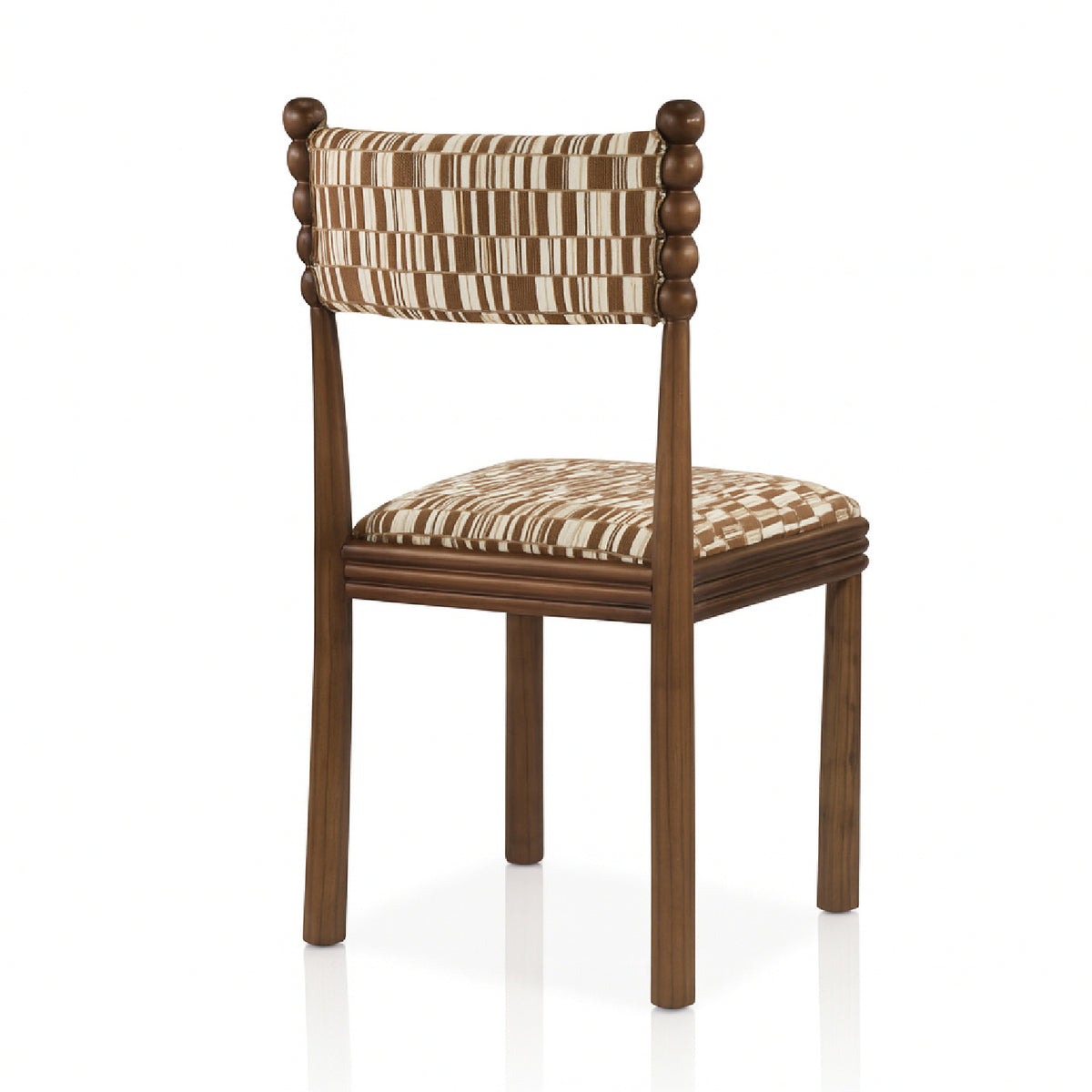 Brown Patterned Upholstered Dining Chair (2) | OROA