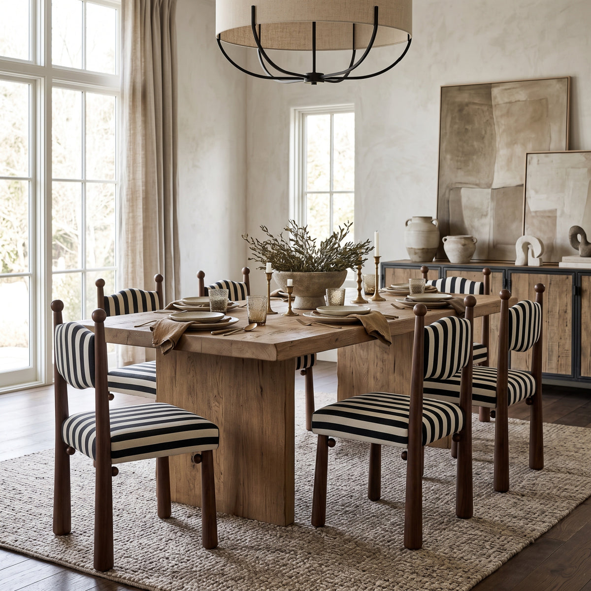 Brown Black Upholstered Dining Chairs (2) | OROA