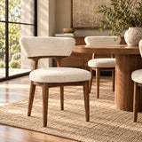 Japandi Boucle Upholstered Dining Chairs (2) | OROA