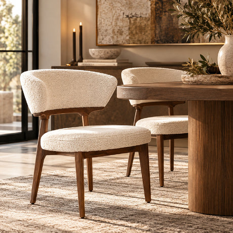 Japandi Boucle Upholstered Dining Chairs (2) | OROA