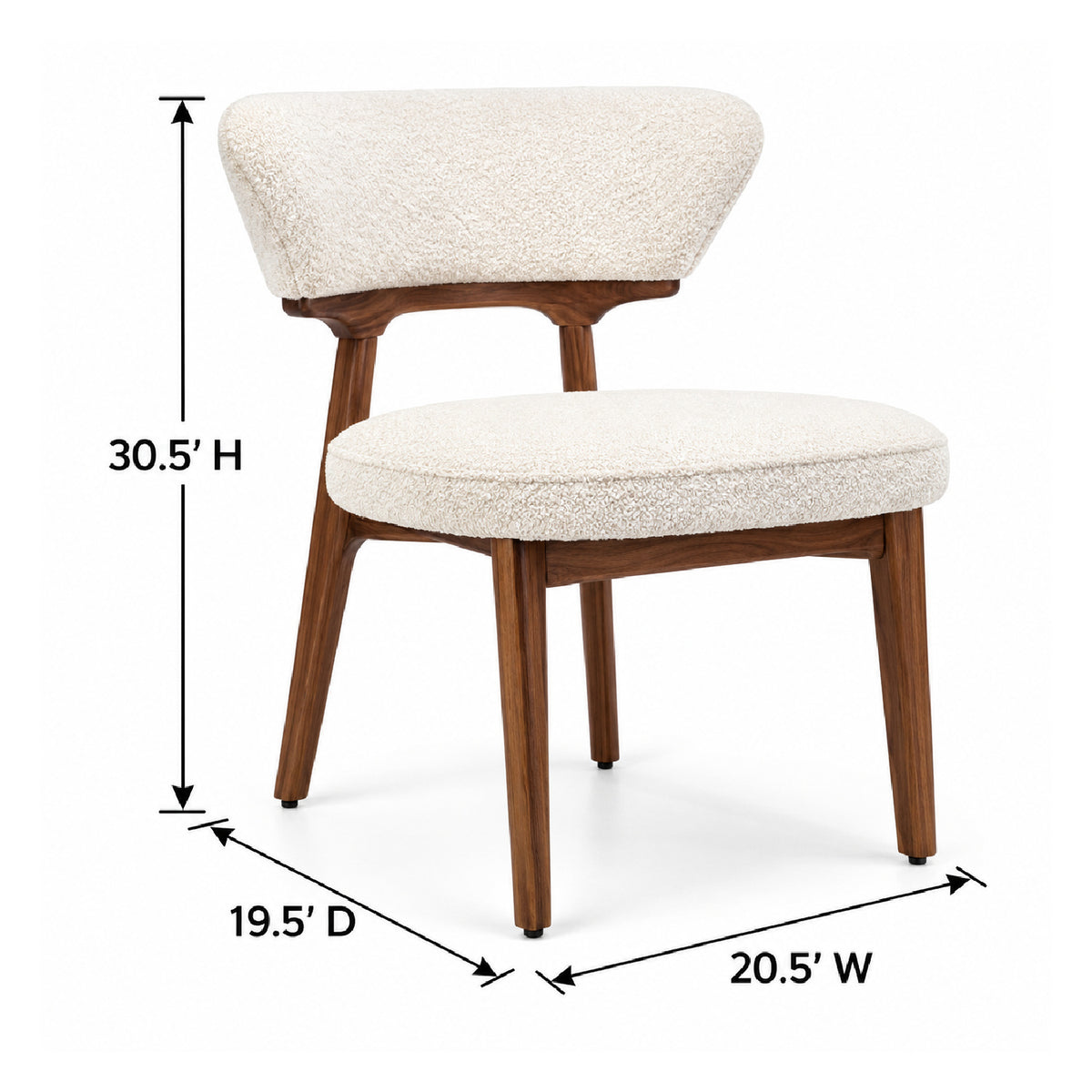 Japandi Boucle Upholstered Dining Chairs (2) | OROA