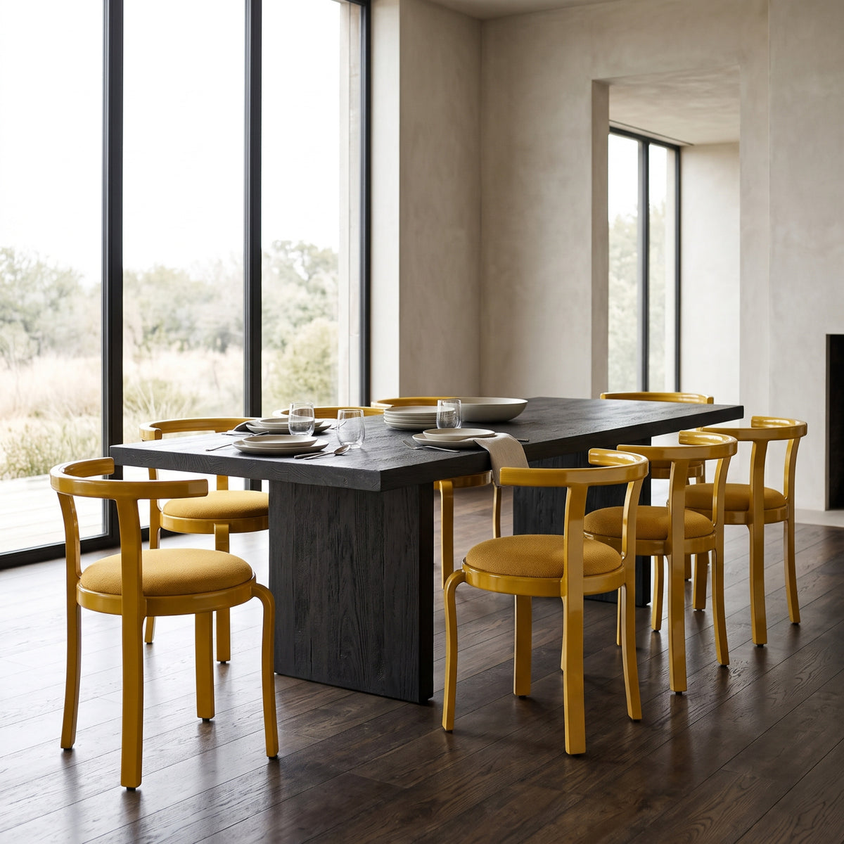 Modern European furniture - Yellow Modern Barrel Back Upholstered Dining Chair (2) | OROA - www.oroa.com