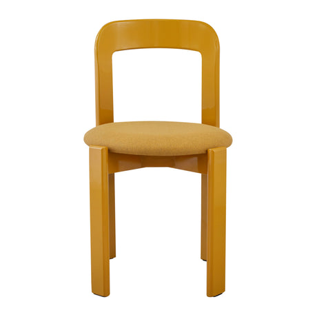 Yellow Upholstered Wide Glossy Dining Chairs (2) | OROA