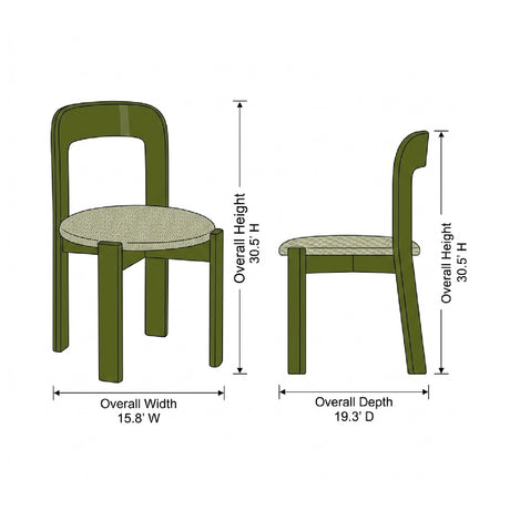 Yellow Upholstered Wide Glossy Dining Chairs (2) | OROA