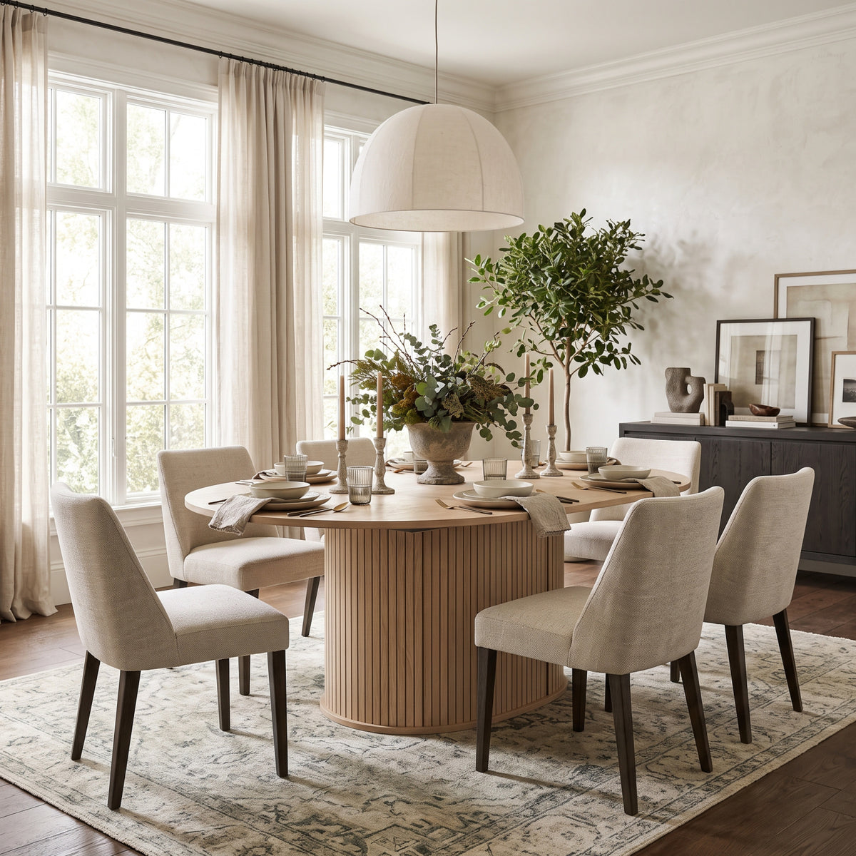 Modern European furniture - Modern Extendable Natural Oak Round Dining Table - www.oroa.com