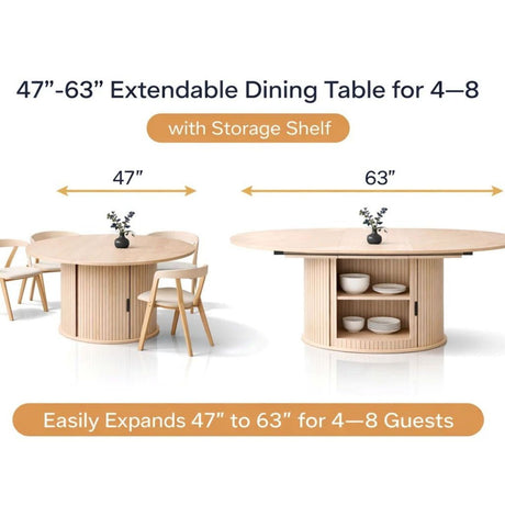 Modern European furniture - Modern Extendable Natural Oak Round Dining Table - www.oroa.com