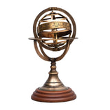 Decorative Brass Armillary Sphere with Wood Base | OROA