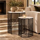 Hexagon Marble Top Nesting Tables (2) | OROA