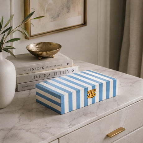 Blue & White Striped Decorative Box | OROA