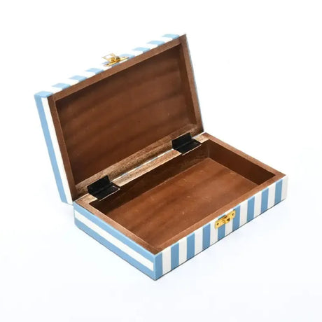 Blue & White Striped Decorative Box | OROA