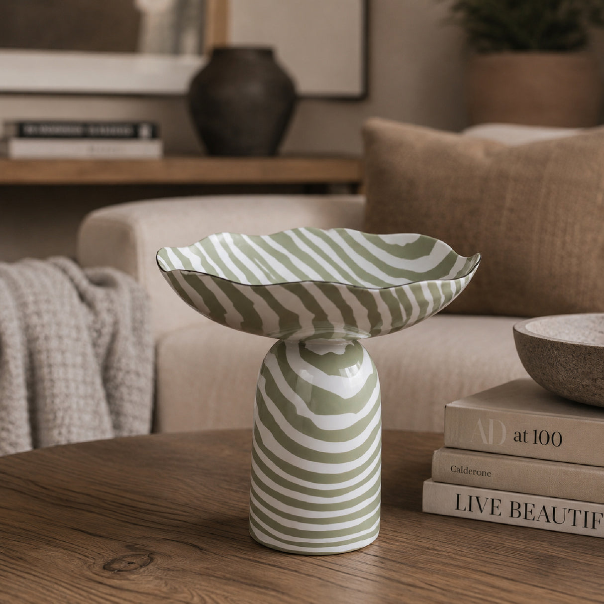 Sculptural Decorative Striped Bowl | OROA