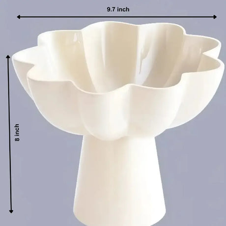 Modern White Pedestal Aluminum Bowl | OROA