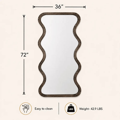 Wavy Full Length Mango Wood Wall Mirror | OROA