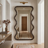 Wavy Full Length Mango Wood Wall Mirror | OROA