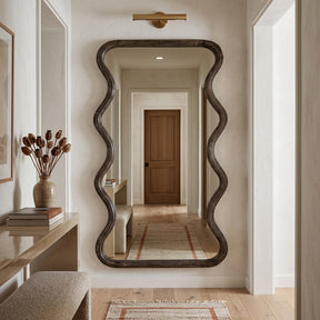 Modern European furniture - Wavy Full Length Mango Wood Wall Mirror - www.oroa.com