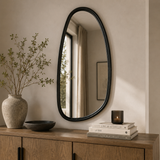 Blackwash Mango Wood Wall Mirror | OROA