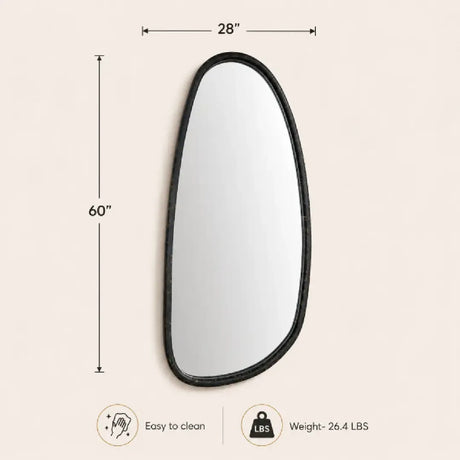 Blackwash Mango Wood Wall Mirror | OROA