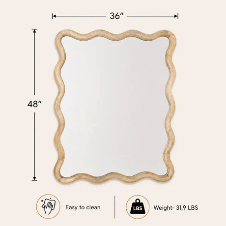 Wavy Mango Wood Wall Mirror | OROA
