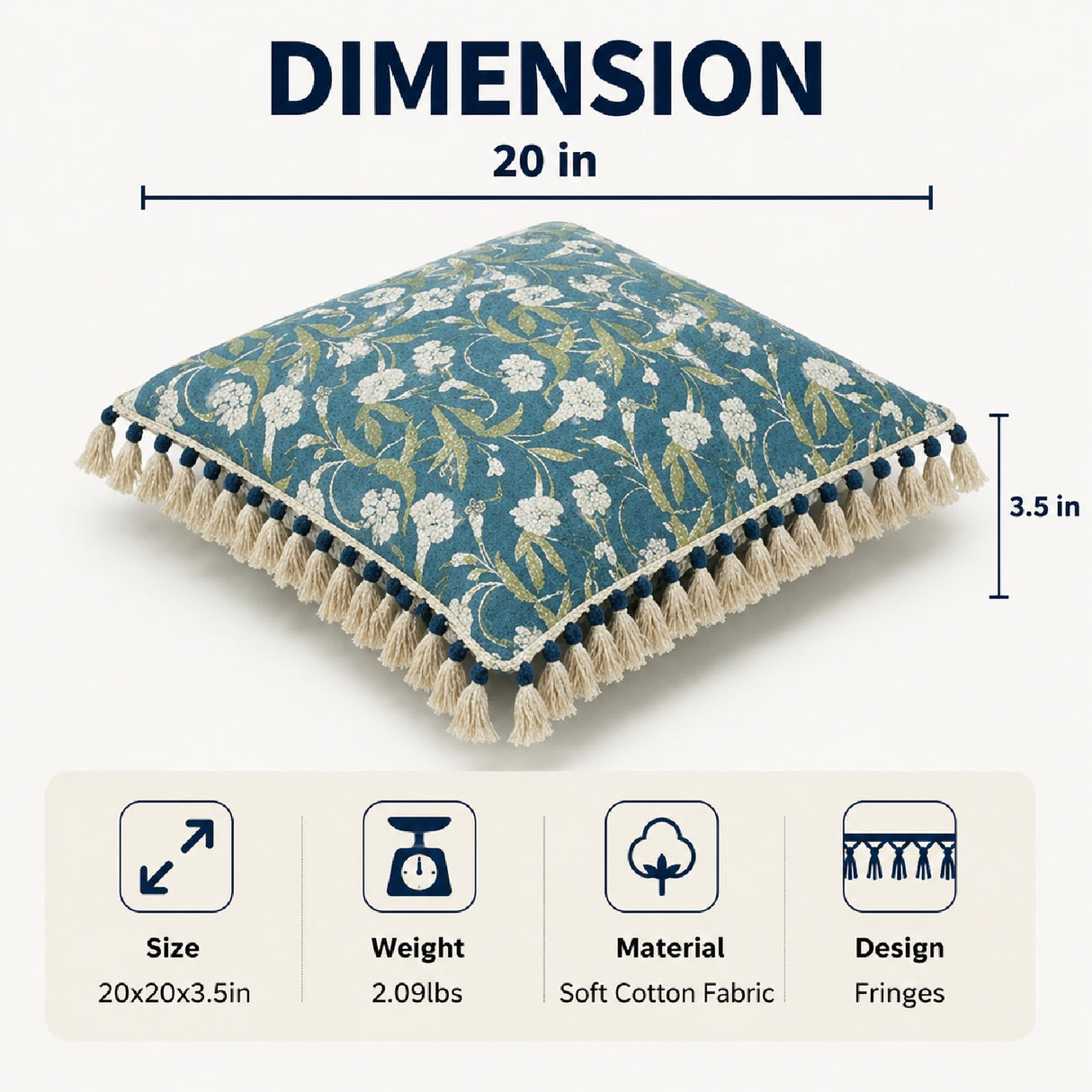 Floral Printed Throw Pillow | OROA