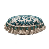 Embroidered Boho Peacock Floor Pillow | OROA
